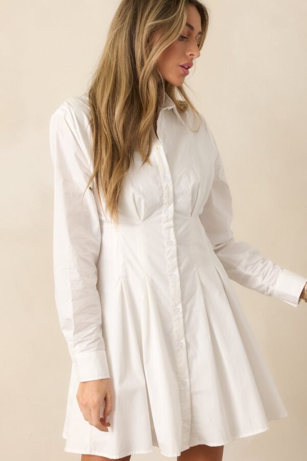 Business Brunch Cotton Ivory Button Front Mini Dress