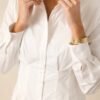 Business Brunch Cotton Ivory Button Front Mini Dress