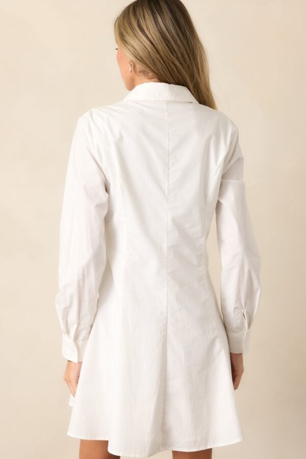 Business Brunch Cotton Ivory Button Front Mini Dress