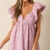 Blooming Love Pink Floral Flutter Sleeve Mini Dress