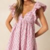 Blooming Love Pink Floral Flutter Sleeve Mini Dress
