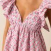 Blooming Love Pink Floral Flutter Sleeve Mini Dress