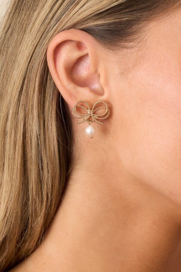 Briar's Grace Gold Bow Drop Earrings