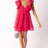 Blooming Love Hot Pink Flutter Sleeve Mini Dress