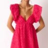 Blooming Love Hot Pink Flutter Sleeve Mini Dress