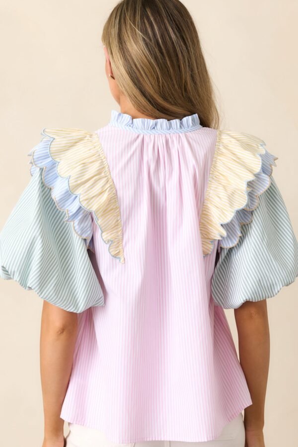 Boat Ride Pink Multi Stripe Blouse