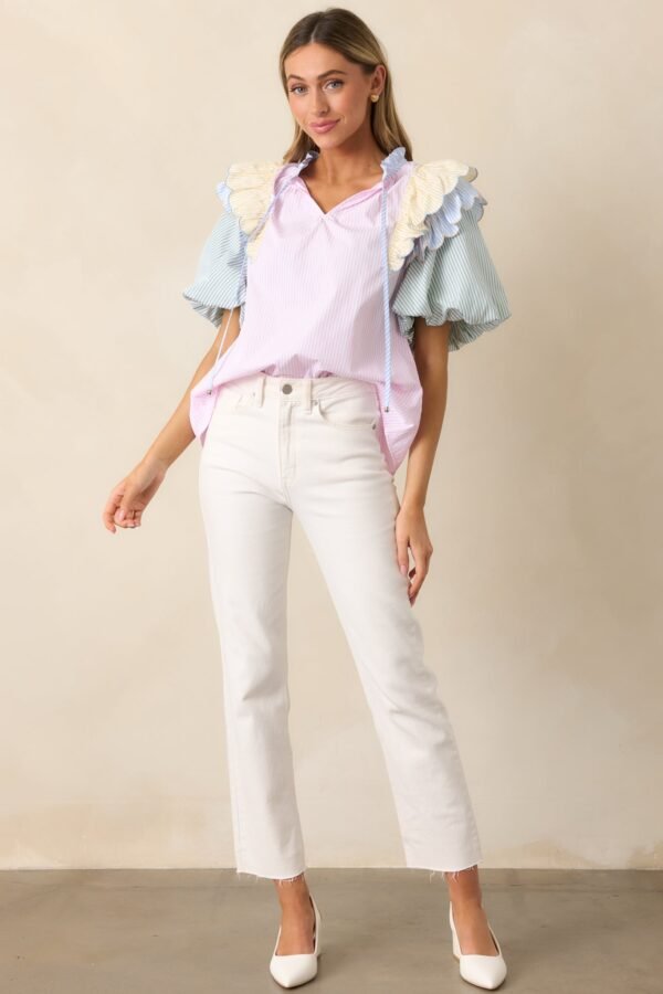 Boat Ride Pink Multi Stripe Blouse
