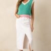 Bright Mornings White Denim Midi Skirt