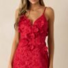 Because Of You Red Jacquard Mini Dress