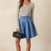 Aurora Grace Light Wash Mini Denim Skirt