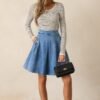 Aurora Grace Light Wash Mini Denim Skirt