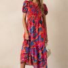 Catching Flights Cotton Orange Multi Print Maxi Dress