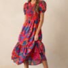 Catching Flights Cotton Orange Multi Print Maxi Dress