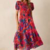 Catching Flights Cotton Orange Multi Print Maxi Dress
