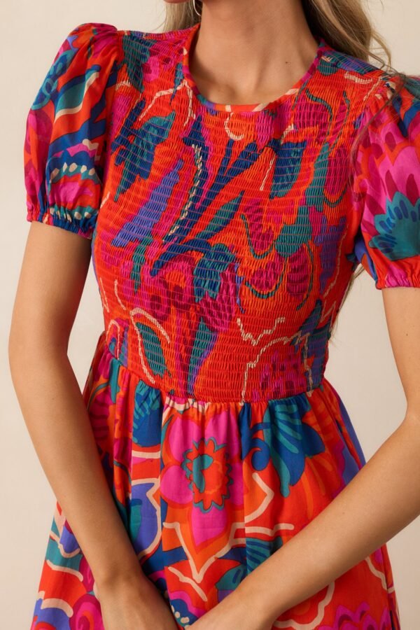 Catching Flights Cotton Orange Multi Print Maxi Dress