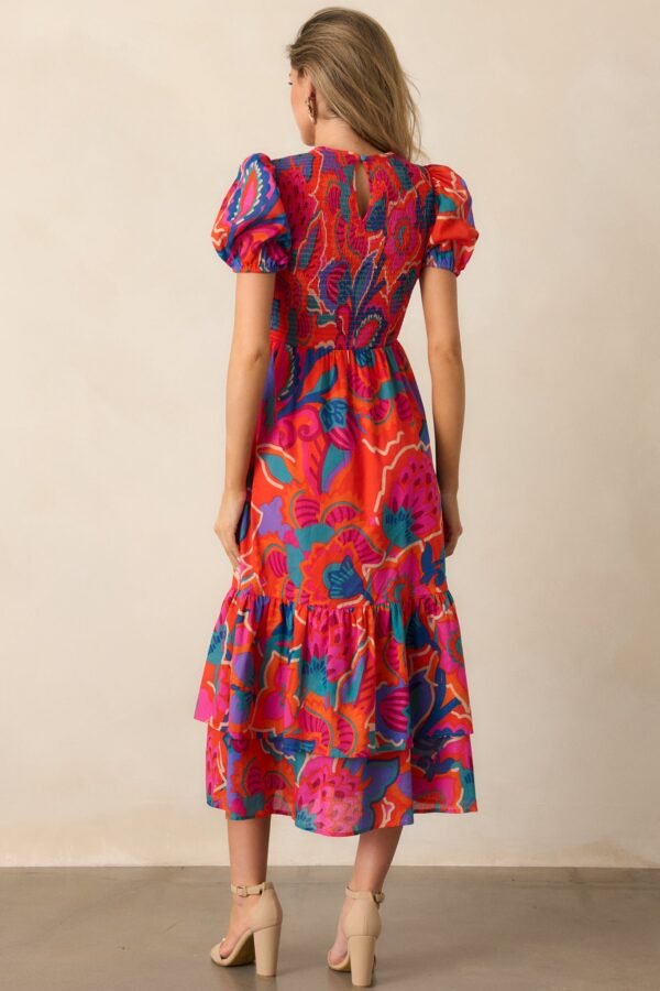 Catching Flights Cotton Orange Multi Print Maxi Dress