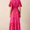 Budding Hearts Magenta Floral Button Front Maxi Dress