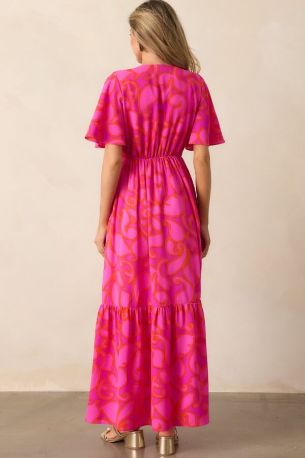 Budding Hearts Magenta Floral Button Front Maxi Dress