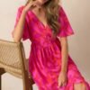 Budding Hearts Magenta Floral Button Front Maxi Dress