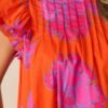 Breezes And Blooms Cotton Orange Flutter Sleeve Mini Dress