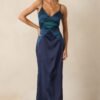 Celestial Skies Midnight Blue Satin Maxi Dress