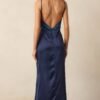 Celestial Skies Midnight Blue Satin Maxi Dress