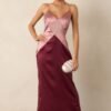 Celestial Skies Mauve Mist Satin Maxi Dress