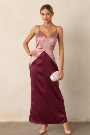 Celestial Skies Mauve Mist Satin Maxi Dress