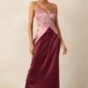 Celestial Skies Mauve Mist Satin Maxi Dress
