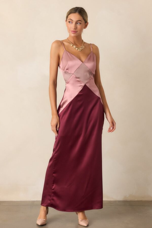Celestial Skies Mauve Mist Satin Maxi Dress