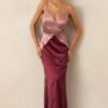 Celestial Skies Mauve Mist Satin Maxi Dress