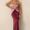 Celestial Skies Mauve Mist Satin Maxi Dress