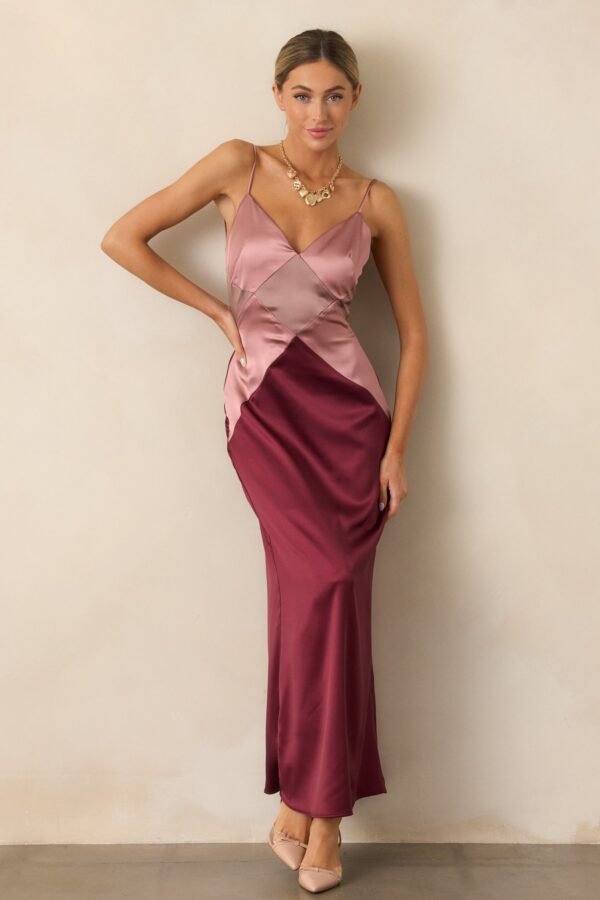 Celestial Skies Mauve Mist Satin Maxi Dress