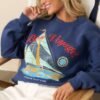 Bon Voyage Washed Indigo Blue Boyfriend Sweatshirt
