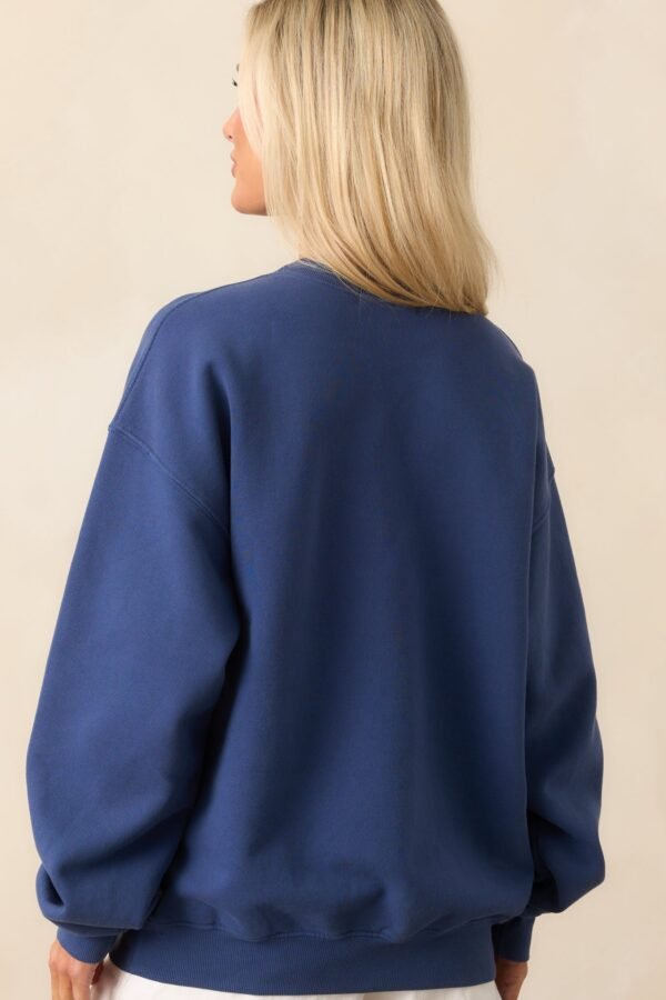 Bon Voyage Washed Indigo Blue Boyfriend Sweatshirt