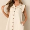 Bed & Breakfast Taupe Button Front Mini Dress