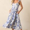 Blossoms Of Belief Ivory & Blue Floral Midi Dress