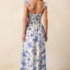 Blossoms Of Belief Ivory & Blue Floral Midi Dress