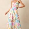 Calming Tides Ivory Multi Tropical Print Maxi Dress