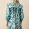 Butterfly Garden Blue Cotton Button Front Mini Dress