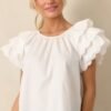 Bianca White Cotton Embroidered Scallop Top