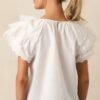 Bianca White Cotton Embroidered Scallop Top