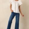 Bianca White Cotton Embroidered Scallop Top