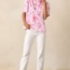 Avery La France Dianthus Pink Floral Cotton Ruffle Top