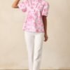 Avery La France Dianthus Pink Floral Cotton Ruffle Top