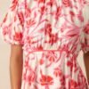 Blooming Season Pink Floral Puff Sleeve Midi Dress