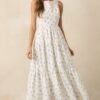 Blooming Garden Ivory Floral Tiered Maxi Dress