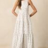 Blooming Garden Ivory Floral Tiered Maxi Dress