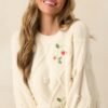 Berry Breeze Ivory Embroidered Sweater