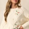Berry Breeze Ivory Embroidered Sweater